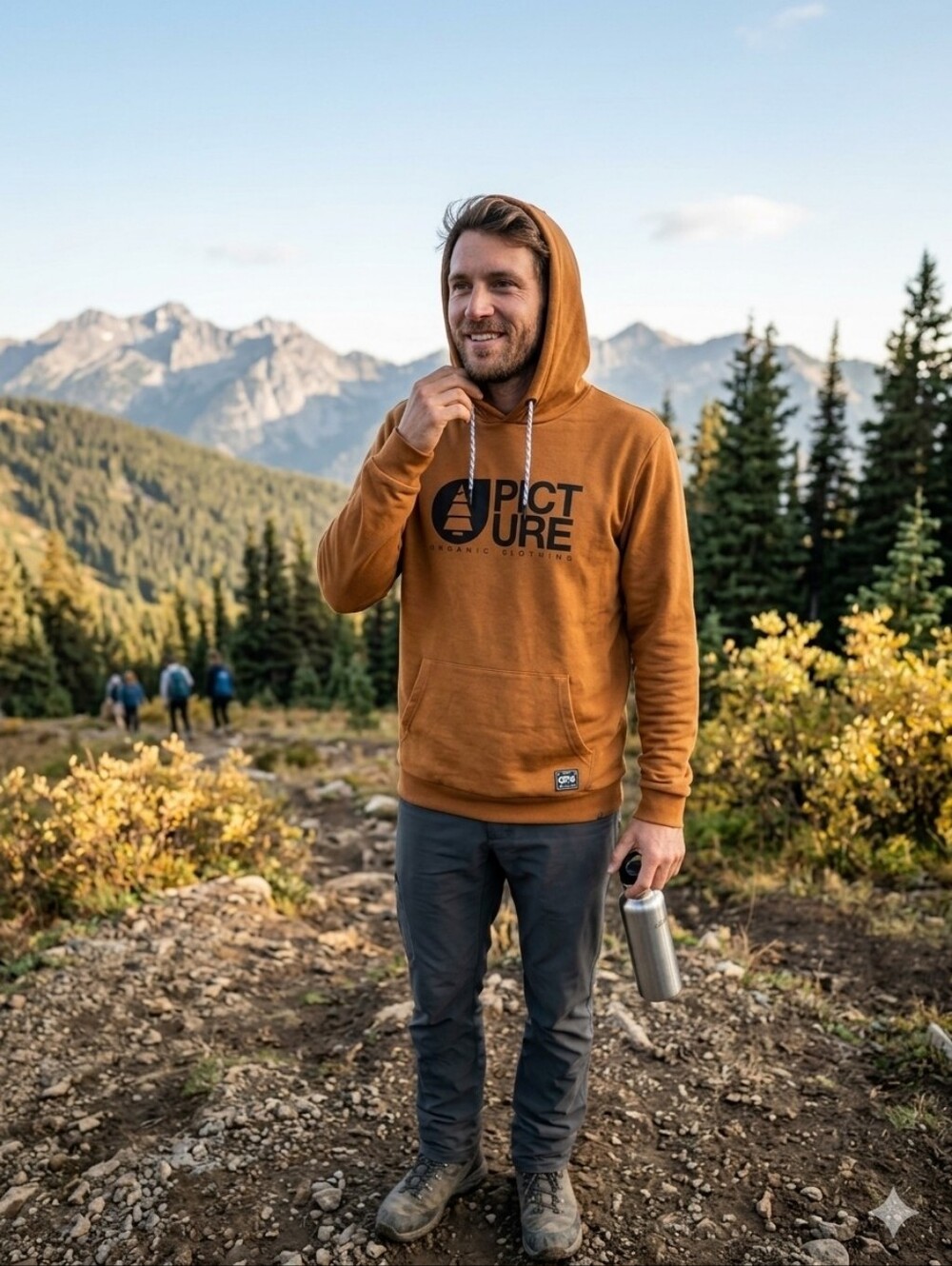Picture Organic Men's Hooded Sweatshirt in Rust Brown